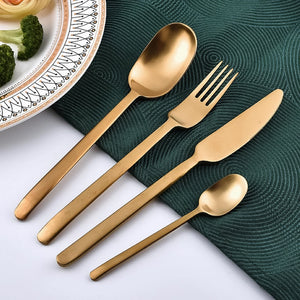 Unique Golden Egg Storage Modern Tableware Steak Knives Fork Flatware Set Royal Spoon Set Tableware Gold Cutlery Set Dishwasher Safe Mirror Finished With Gift Box for Halloween 24Pcs Set)  - PremiumAV
