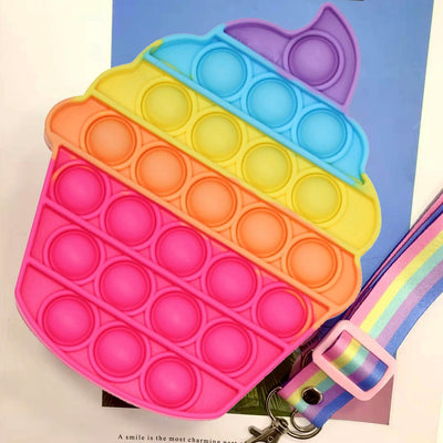 PremiumAV Ice Cream Softy- Fidget ping Sounds Toy, BPA Free Silicone, Push Bubbles Toy for Autism Stress Reliever, Sensory Toy  It Toy