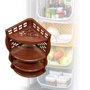 PremiumAV Multi Purpose Plastic Corner Rack a Stylish Storage Shelf for Kitchen / Living Room / Bathroom (1 Pc / 3 Layer )  - PremiumAV