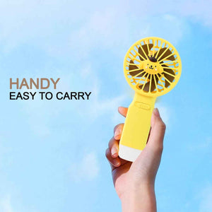 Cute Cartoon Handheld Fan with LED Light (1 Pc)