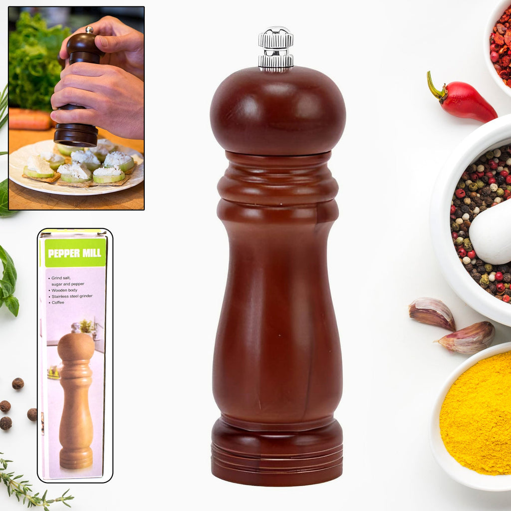 Wooden Pepper Mill 8 inch Tall - Best Pepper Grinder