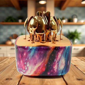Unique Golden Egg Storage Modern Tableware Steak Knives Fork Flatware Set Royal Spoon Set Tableware Gold Cutlery Set Dishwasher Safe Mirror Finished With Gift Box for Halloween 24Pcs Set)  - PremiumAV