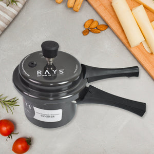 PremiumAV Aluminium Rays Black Beauty Pressure Cookers With Outer Lid (1.5 Litres / 1-Year warranty) - PremiumAV
