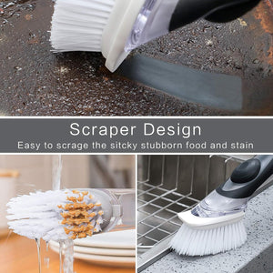PremiumAV Dish Scrubber with Soap Dispenser, Soap Dispensing Dish Brush Set (1 Set) - PremiumAV