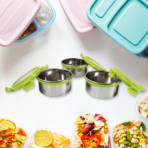 PremiumAV Stainless Steel Tiffin Lunch Box Container / Dabba with 4 Side Clip Lock Lid for Office & School Use/ Food Grade / Air Tight / Easy to Carry - PremiumAV