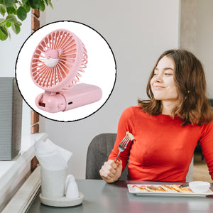 PremiumAV Mini USB Charging Fan with Percentage Display, 5 Speed Modes, and Mobile Stand - PremiumAV