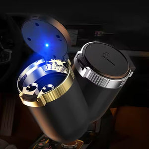 Portable Car Ashtray with Lid and Blue LED Light (1 Pc)  - PremiumAV
