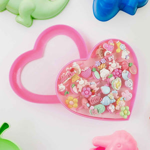 Adorable Playful Decorative Rings For Children In Heart Shaped Storage Box (35 Pcs Aprpox