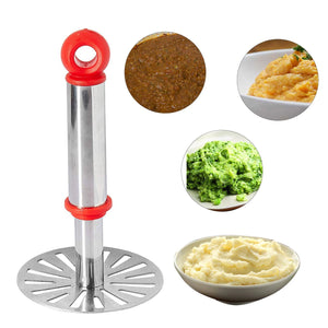 PremiumAV PremiumAV Ganesh Potato / Pav Bhaji Masher with Plastic Handle, Silver & Plastic - Oval Pav Masher, Potato 1-Piece, Smasher Handle, Multicolor –  