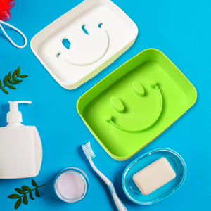 PremiumAV Portable Travel Home Box Cute Cartoons Smile Face Container Draining Holder Soap Dish - PremiumAV