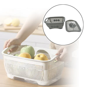 PremiumAV Multipurposes Plastic Basket, Organizer for Kitchen, Countertop, Cabinet, Bathroom with Lid, Plastic Storage Basket For Store Fruits, Vegeta  - PremiumAV