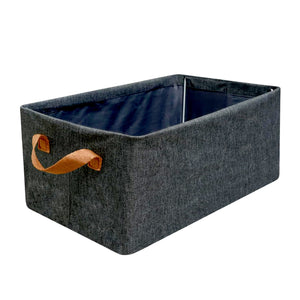 PremiumAV FOLDABLE STORAGE BOX HANDLES, COTTON AND LINEN STORAGE BINS AND BASKETS ORGANIZER FOR NURSERY, CLOSET, BEDROOM, HOME (45 Cm) - PremiumAV