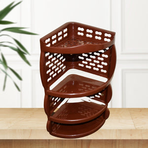 PremiumAV Multi Purpose Plastic Corner Rack a Stylish Storage Shelf for Kitchen / Living Room / Bathroom (1 Pc / 3 Layer )  - PremiumAV