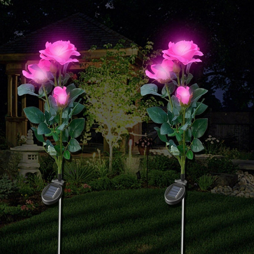 PremiumAV PremiumAV Garden Solar Outdoor Rose Lights Decorative , Waterproof Flower Light for Garden Patio Landscape Pathway Yard Holiday Decoration (2 Pcs Set) 