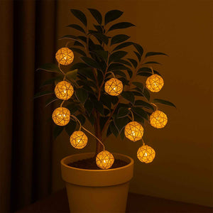 Battery Operated Rattan Ball String Decorative Fairy Lights
