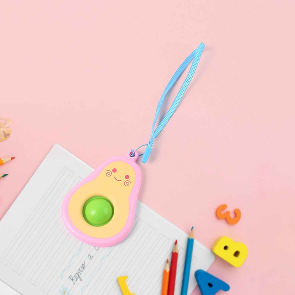 Cute Avocado-Shaped Mini Push Pop Keychain Toy with Strap (1 Pc)
