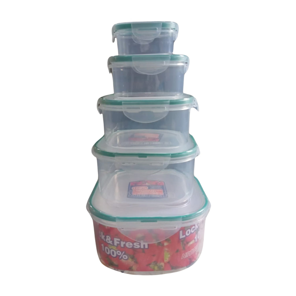 PremiumAV PremiumAV Kitchen Storage Containers Set – Fridge Storage, Plastic Organizer, Snap-Seal Lunch Box (5 Pcs Set) –  