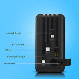 PremiumAV 10000mAh, 12W Fast Charging Power Bank with built 4 in 1 USB with Mobile Holder (1 Pc) - PremiumAV