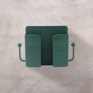 Wall-Mounted Mobile Charging Holder with Dual Hooks (1 Pc)