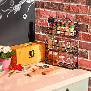 PremiumAV Big Wall Mounted Iron Wall Shelf with 3 Storage Racks for Kitchen, Pantry, Cabinet, Counter top or Free Standing, Rack Holder for Kitchen  - PremiumAV