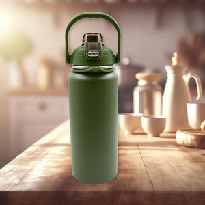 PremiumAV Stainless Steel Water Bottle with Straw, Strap & Handle  Vacuum Insulated Thermos Flask Double-Walled Coffee Thermos Flask Leak-proof Water - PremiumAV