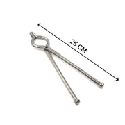 Detailed view of the 8mm thick Ganesh kitchen tongs, emphasizing durability and rust-free finish.