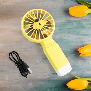 Cute Cartoon Handheld Fan with LED Light (1 Pc)