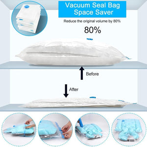 PremiumAV Vacuum Storage Bags with Suction Pump & Shirt clips - Vacuum Bags - Big Capacity Vacuum Seal Bags for Travel Clothes Blankets Pillows, Compr - PremiumAV