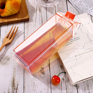 PremiumAV Plastic Milk Carton Colorful Clear Water Bottle, 17 Oz Portable Milk Box Leakproof Square Juice Bottle for Outdoor Sports Travel Camping  n - PremiumAV