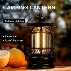 PremiumAV LED Camping Lante Light Retro Style Lighting Battery Type-c Rechargeable (1 Pc)  - PremiumAV