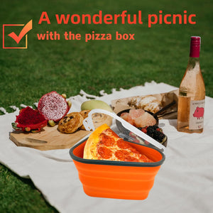 PremiumAV Reusable Expandable Pizza Storage Container with 5 Microwavable Trays  Adjustable for Home & Outdoor Use  - PremiumAV