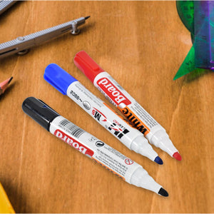 PremiumAV Whiteboard Marker Set (Blue, Black, Red) with Board Duster - Pack of 4 - PremiumAV