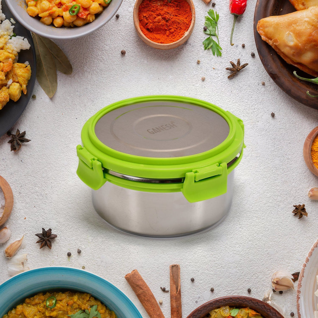 PremiumAV PremiumAV Ganesh Solo round 400 Stainless Steel Leak proof airtight Lunch Pack for Office & School Use –  