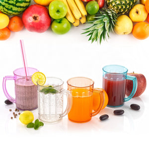 PremiumAV Stylish Juice Glass With Handle, Water Glass, Beer Glass, Milk Shake Glass, Multipurpose Glass Plastic Beer Mug, Unbreakable Beer Tasting Gl  - PremiumAV