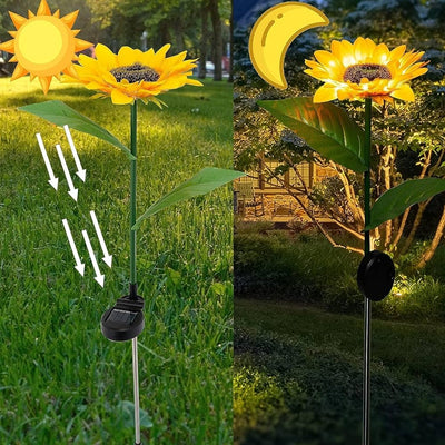PremiumAV Sunflower Solar LED Lights, Warm White Garden Light (1 Pc)