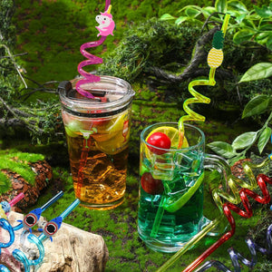 PremiumAV Reusable Plastic Straws (12 pcs Set / Mix Design) - PremiumAV