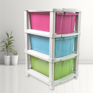 PremiumAV 3-Layer Plastic Drawer Storage Organizer, Multi-Purpose Cabinet (1 Pc / Mix Color) - PremiumAV