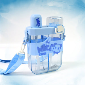 PremiumAV 2in1 Dual Compartment Water Bottle with Straw and Adjustable Shoulder Straps (1 Pc / Multi color)  - PremiumAV