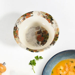PremiumAV Dream 18-Piece Plastic Dinner Set  Unique Flower Design, 6 Plates, 6 Bowls & 6 Spoons, Microwave & Dishwasher Safe - PremiumAV
