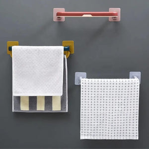 PremiumAV Wall-Mounted Double Bar Towel Holder with Hooks & Adjustable Folding Shelf - PremiumAV