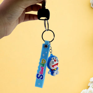 Cute Cartoon Silicone 3D Key Chain with Metal Hook & Strap (Pack of 1 / Mix Design)