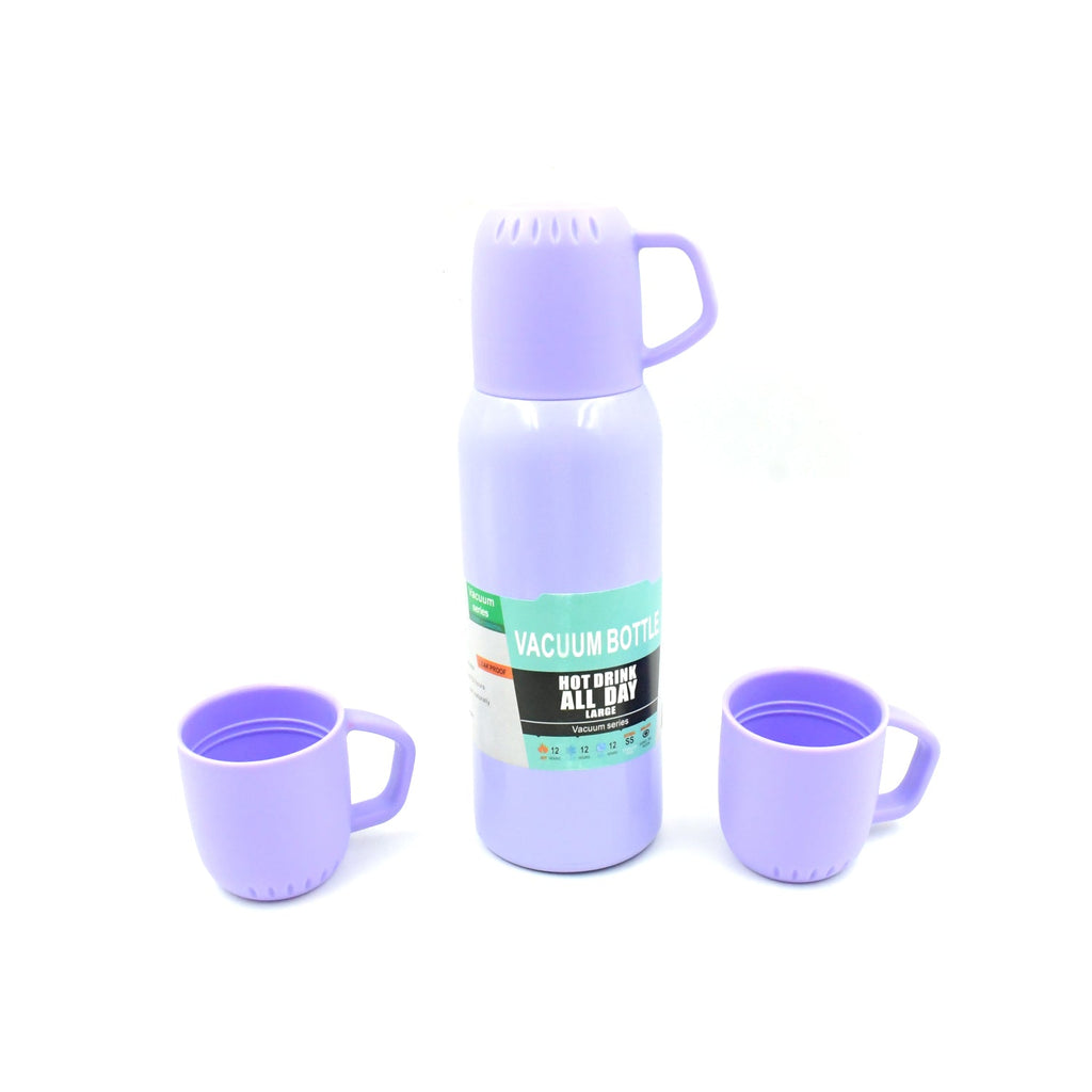 PremiumAV PremiumAV Vacuum Flask Set – Stainless Steel Thermos with 3 Cups, Approx 500ml –  