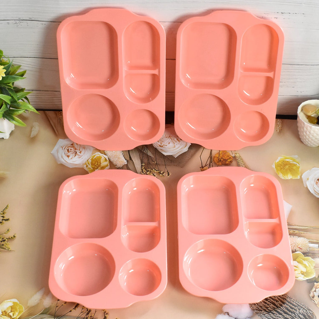 PremiumAV PremiumAV Unbreakable Plastic Food Plates / Biodegradable 5 Compartment Square Plate for Food –  