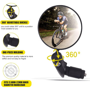 PremiumAV Bar End Bike Mirror: 360° Rotatable & Foldable (1 Pc)  - PremiumAV