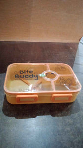 Bite Buddy 4-Compartment Leak-Resistant Plastic Lunch Box with Spoon & Fork