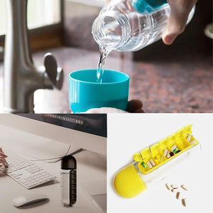 PremiumAV Multi-Use Pill & Water Bottle for Travel (600 Ml, Mix Color) - PremiumAV