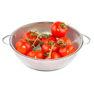 PremiumAV Stainless Steel Colander with Handle, Large Metal Mesh Basket Strainer for Pasta, Spaghetti, Berry, Veggies, Fruits,  Kitchen Food Colander,  - PremiumAV
