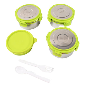 PremiumAV Stainless Steel Tiffin Lunch Box Container / Dabba with 4 Side Clip Lock Lid for Office & School Use/ Food Grade / Air Tight / Easy to Carry - PremiumAV