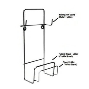 PremiumAV Chakla Belan Chimta Stand Rolling Pin Board Tong Holder Silver Stainless Steel Multi-Purpose Rack for Kitchen (1 Pc )  - PremiumAV
