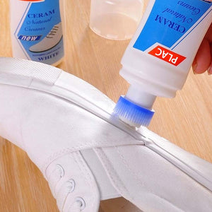 PremiumAV White Shoe Brightener with Removal of Dirt and Whitening Function White Shoes Cleaner with Brush Head for Dirty Shoe Polish Natural Waxes (7  - PremiumAV